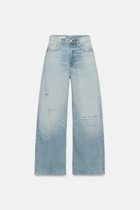 Джинсы Zara светло-голубые с широкими штанинами