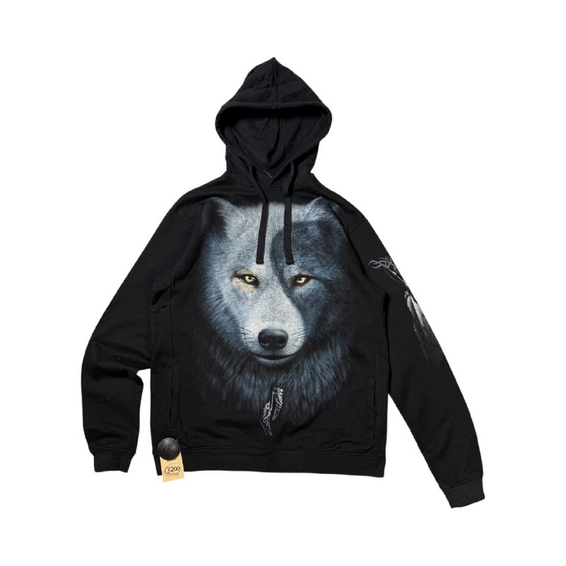 Spiral Hoodie Wolf Prints Front and Back
